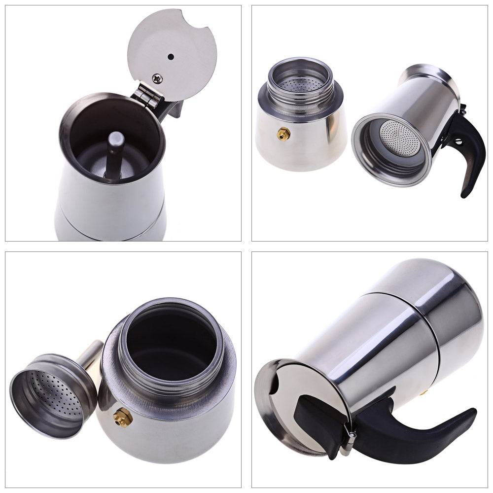 Italian Hand-Pushed Stainless Steel Mocha Coffee Pot – Premium Quality Espresso Maker-4