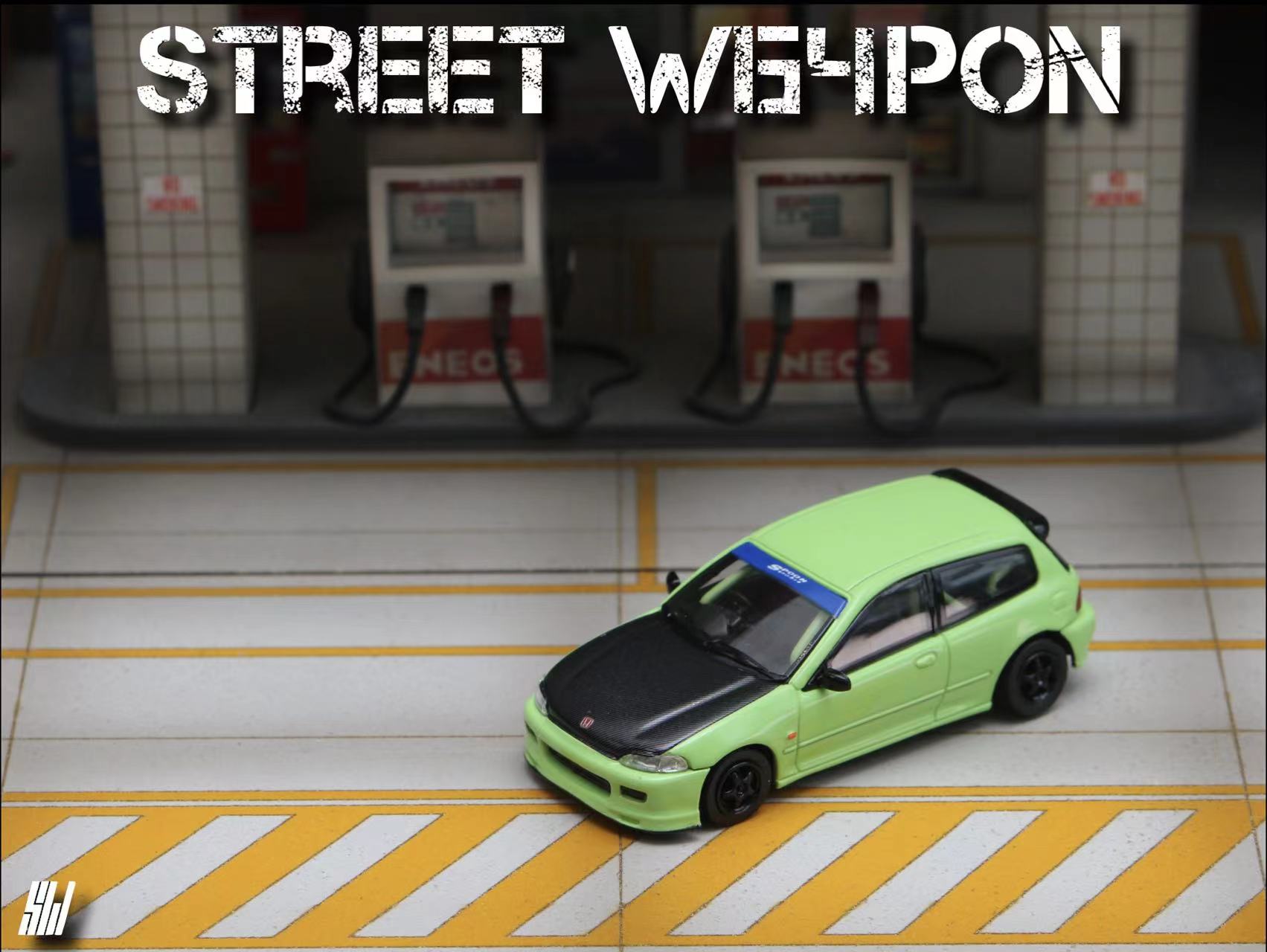 Street Weapon Honda Civic EG6 Thailand Modification Exhibition Spoon Green Livery 1:64 Limited to 400 Pcs-2