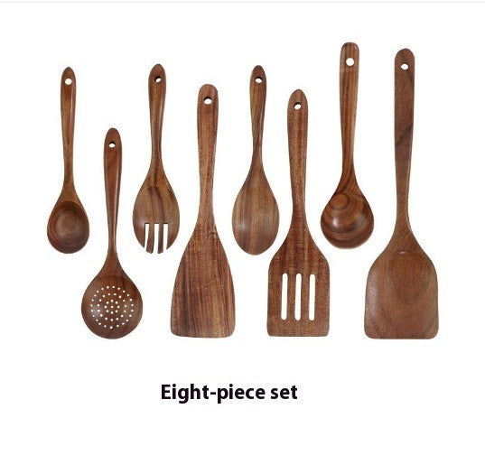 Teak Natural Thai Wood Tableware Spoon Ladle Turner Kitchen Tool Set-21