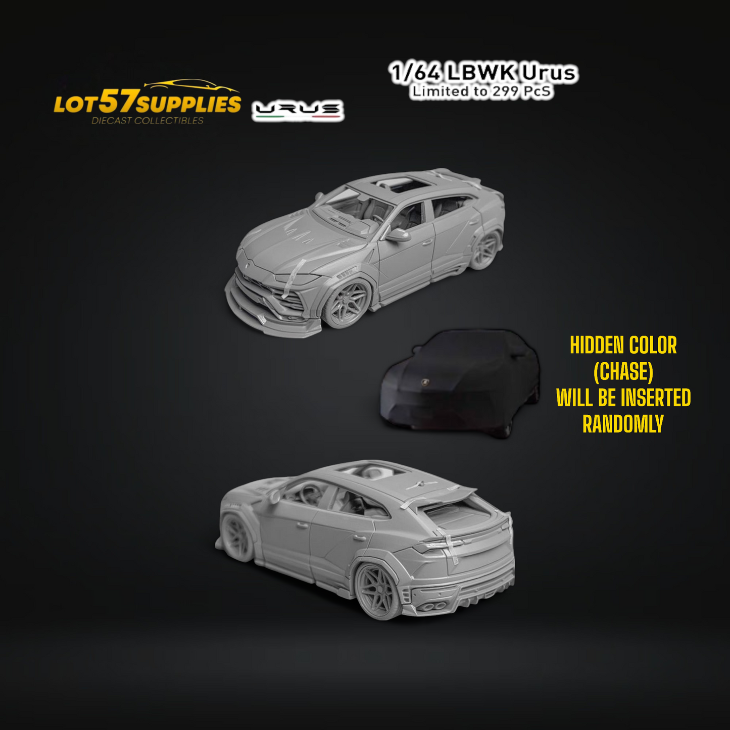 (Pre-Order) Flame Lamborghini Urus LBWK Matte Black Resin 1:64-1