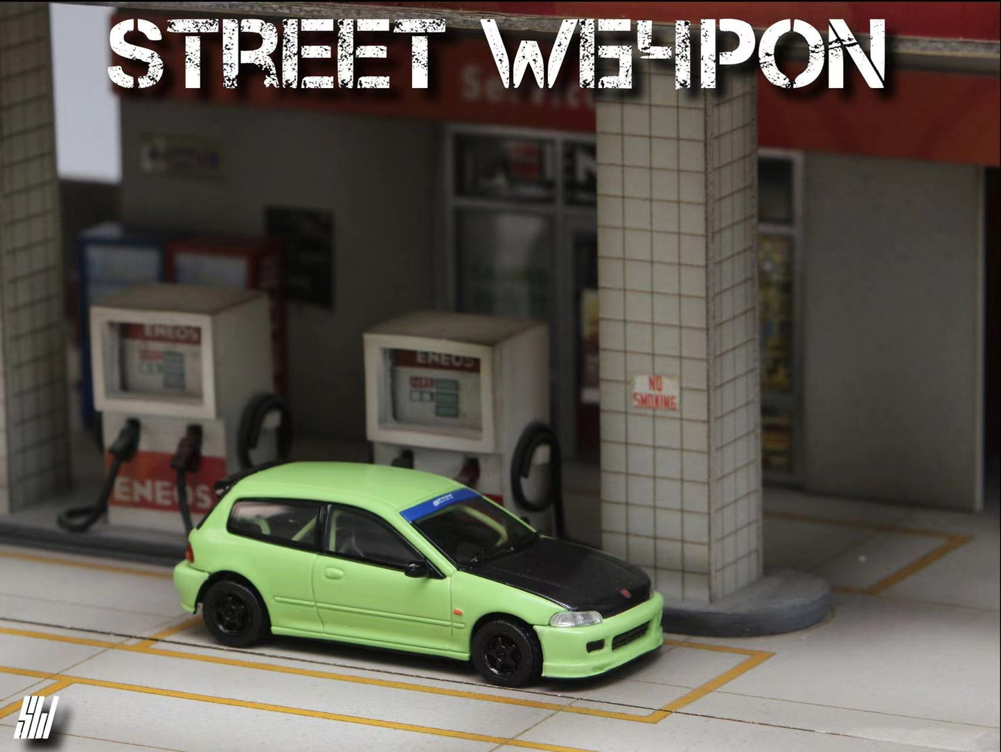 Street Weapon Honda Civic EG6 Thailand Modification Exhibition Spoon Green Livery 1:64 Limited to 400 Pcs-1