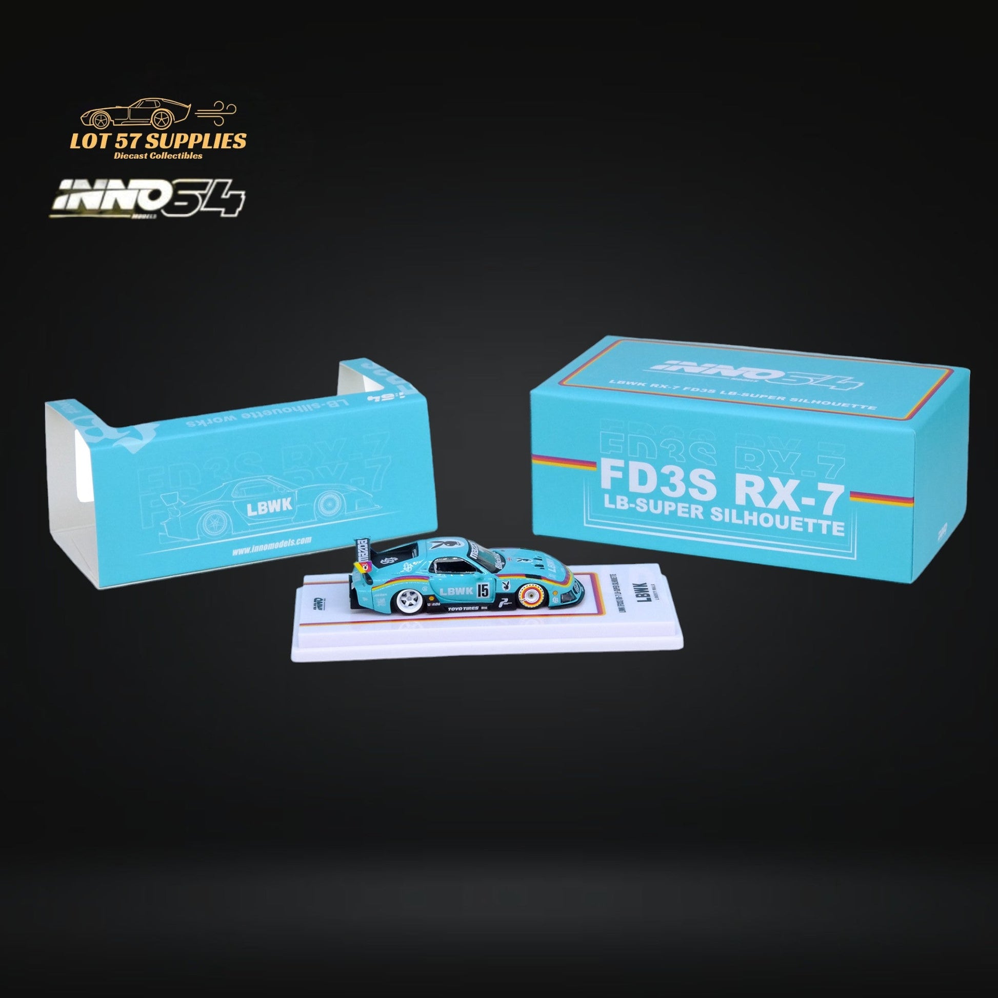 Inno64 Mazda RX-7 LBWK FD3S Blue MDX 24' 1:64 IN64-LBWK-RX7-03-1