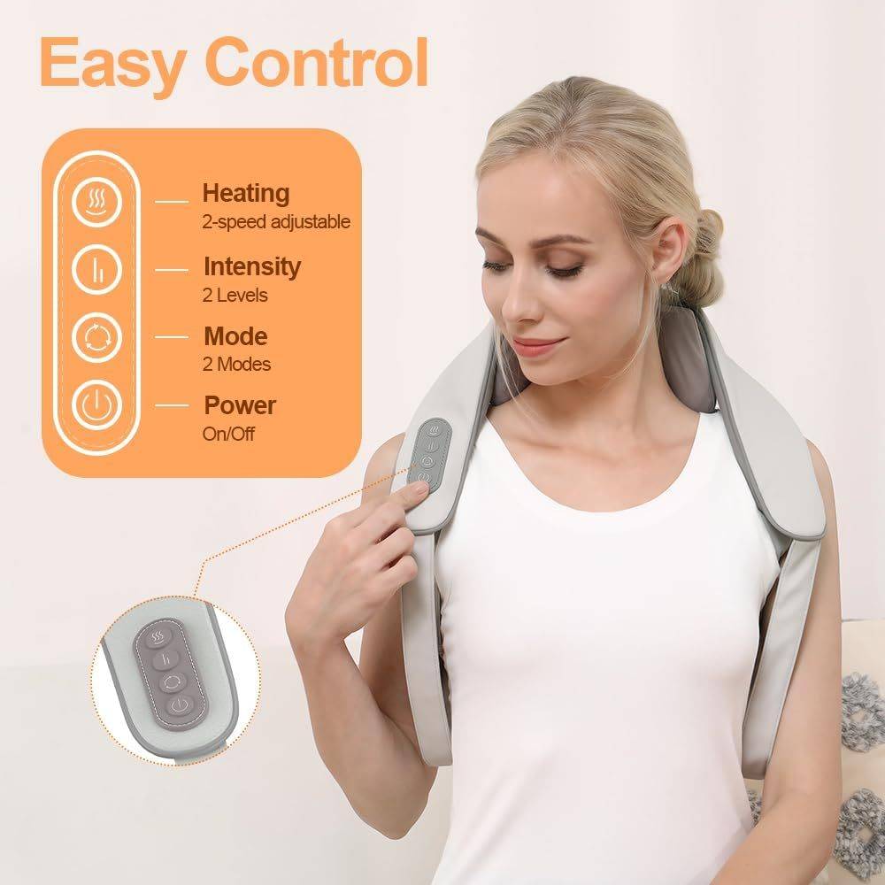 Neck Shoulder Back Massager with Heat - Shiatsu Massager, Rechargeable, Hands-Free Design-1