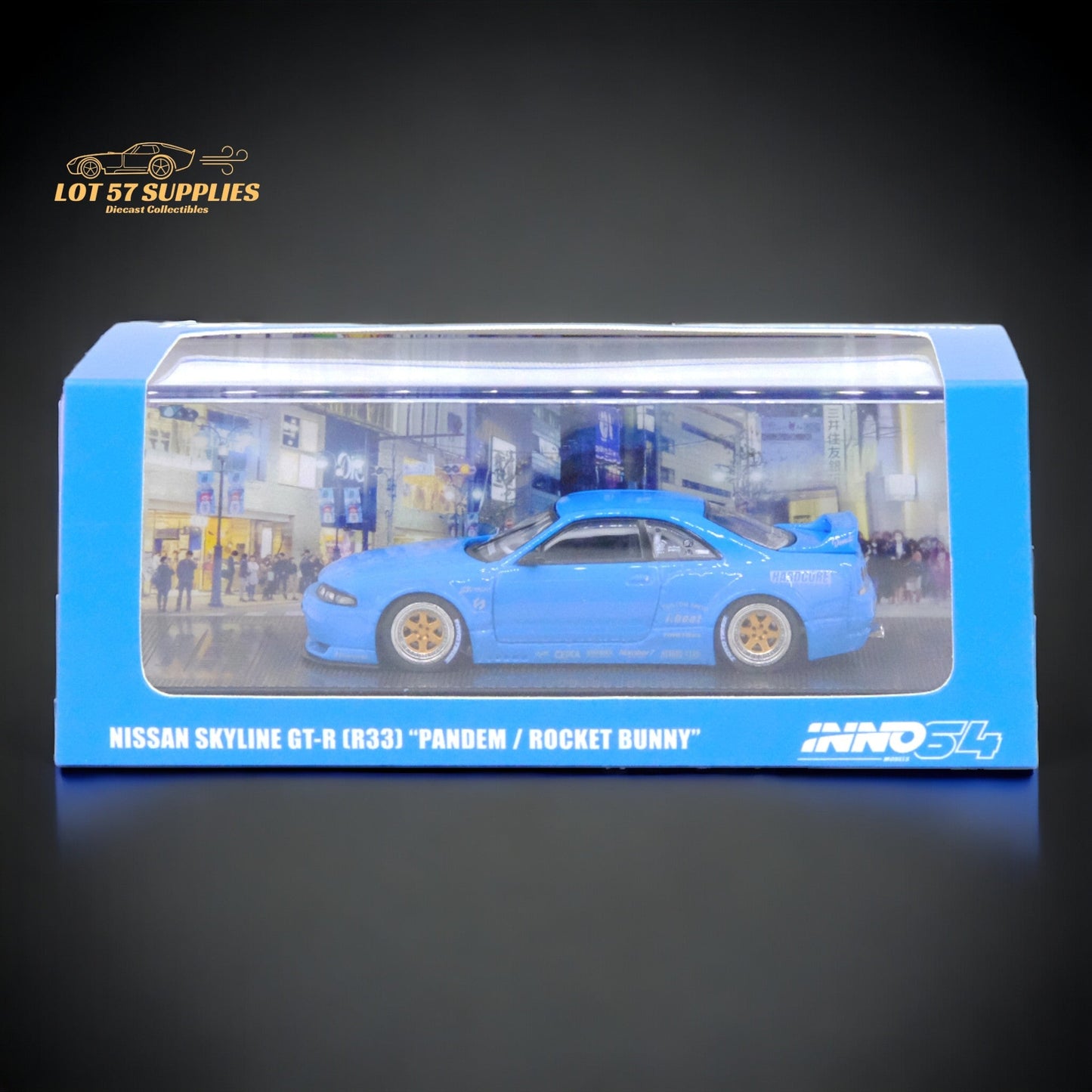 Inno64 Nissan Skyline GT-R R33 "Pandem / Rocket Bunny" Widebody in Blue 1:64 IN64-R33P-BLU-2