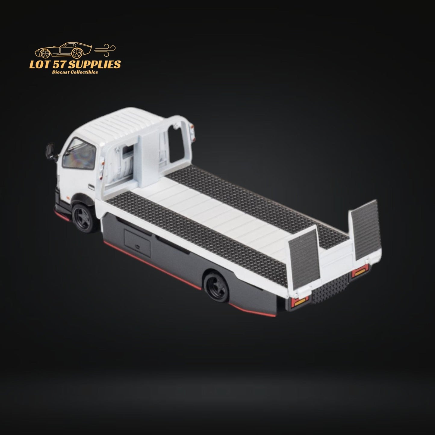 MicroTurbo HINO 300 Custom Flatbed Truck in White 1:64 MT6405A6-2