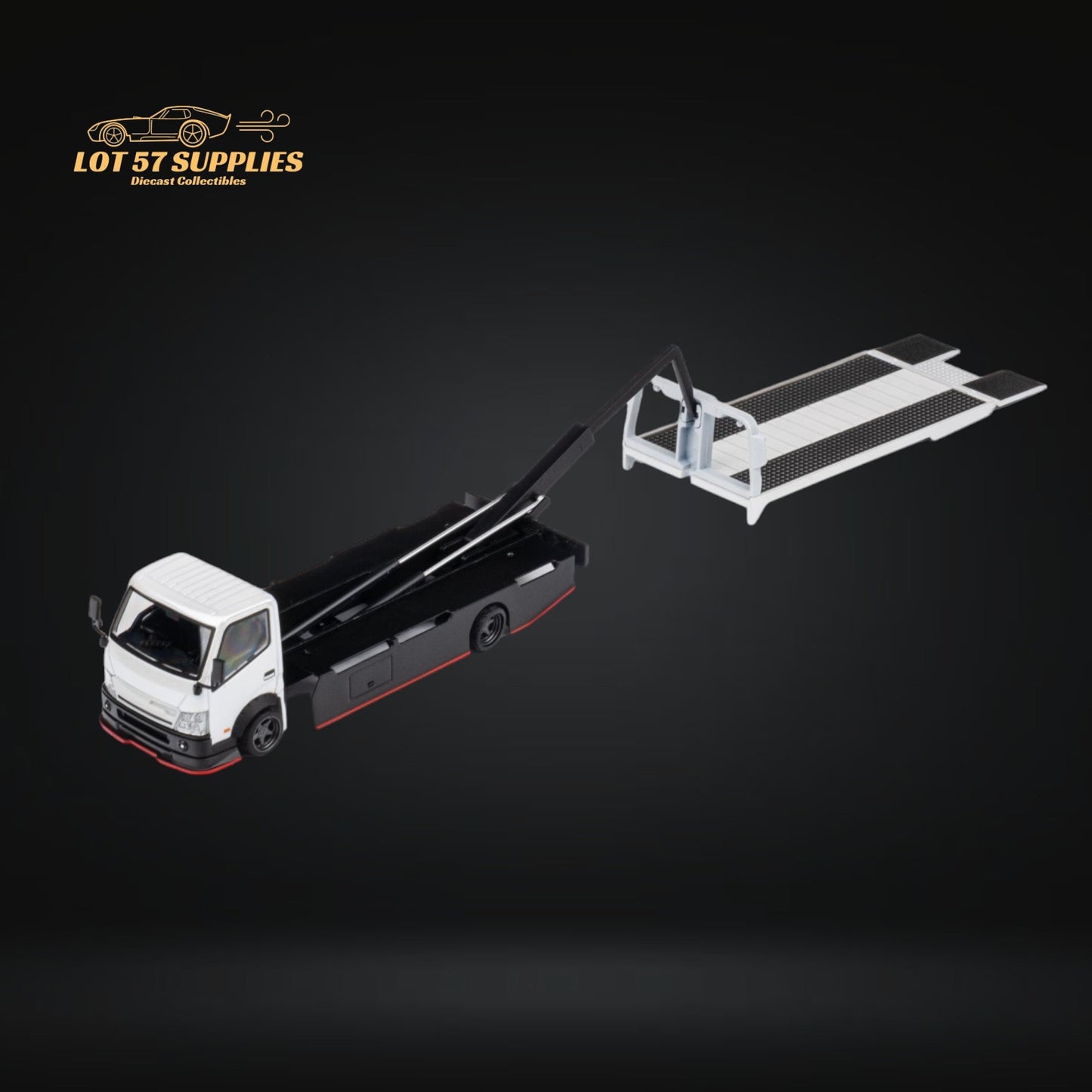 MicroTurbo HINO 300 Custom Flatbed Truck in White 1:64 MT6405A6-3