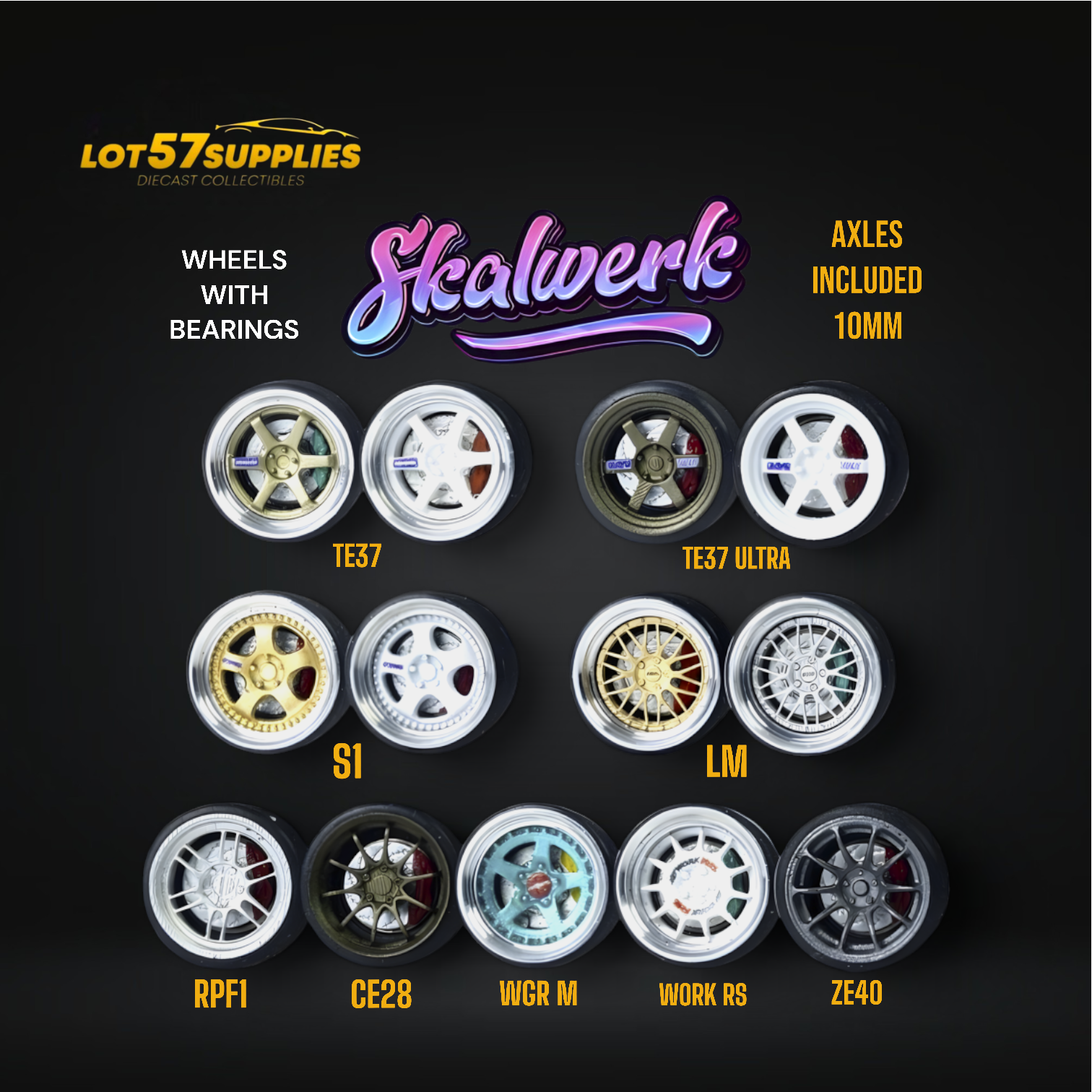 SKALWERK Wheels 1:64 10mm High Quality Wheels With Bearing System GROUP 1-0