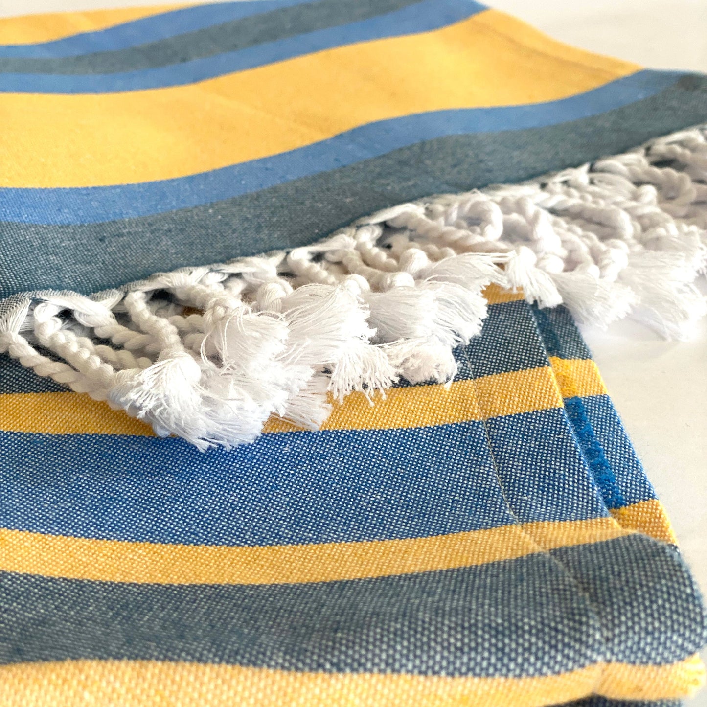 Samara Striped Blue & Yellow Turkish Towel-2