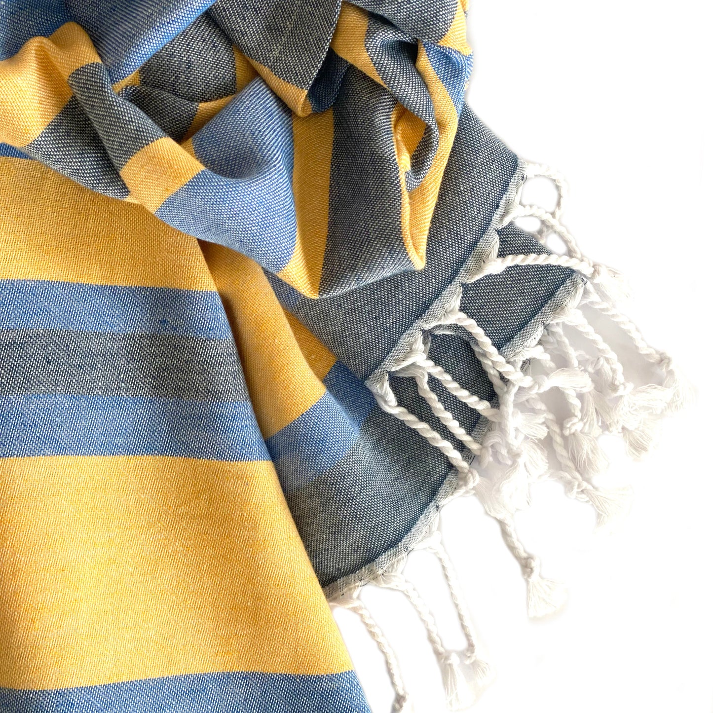 Samara Striped Blue & Yellow Turkish Towel-3