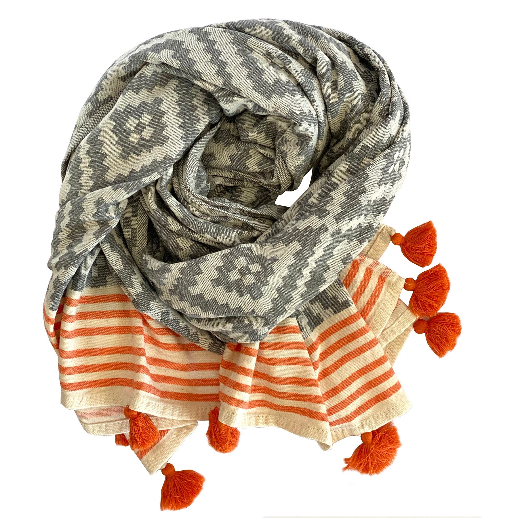 Merida Gray - Orange Turkish Towel / Blanket-2