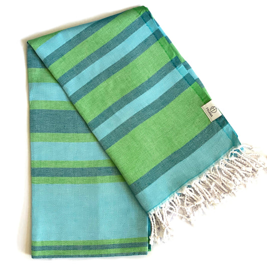 Samara Striped Sustainable Turkish Towel  Green-0