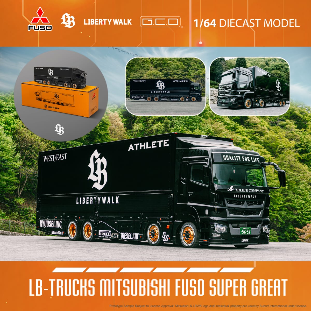 (Pre-Order) GCD x LWBK Mitsubishi Fuso Super Great LBWK Black Truck 1:64-4