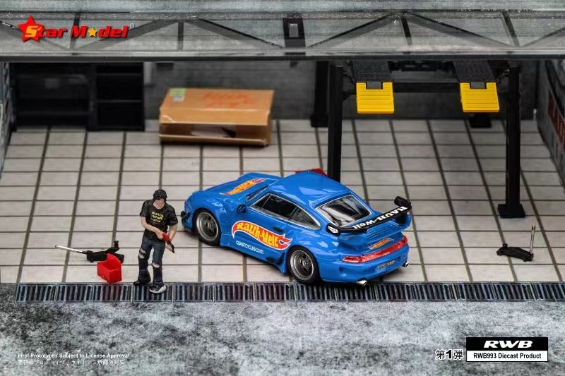 (Pre-Order) Star Model Porsche RWB 993 GT Wing Blue Rauh HOTWHEELS Livery 😂 1:64-3