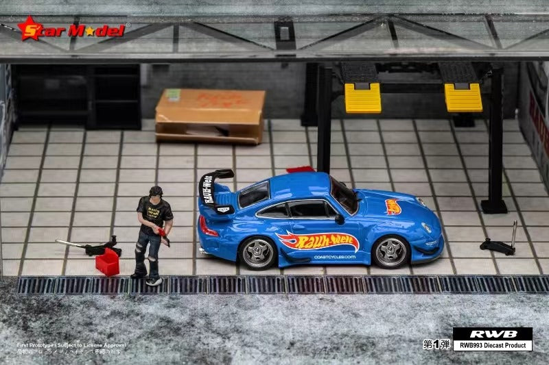 (Pre-Order) Star Model Porsche RWB 993 GT Wing Blue Rauh HOTWHEELS Livery 😂 1:64-4