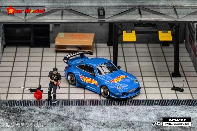 (Pre-Order) Star Model Porsche RWB 993 GT Wing Blue Rauh HOTWHEELS Livery 😂 1:64-0