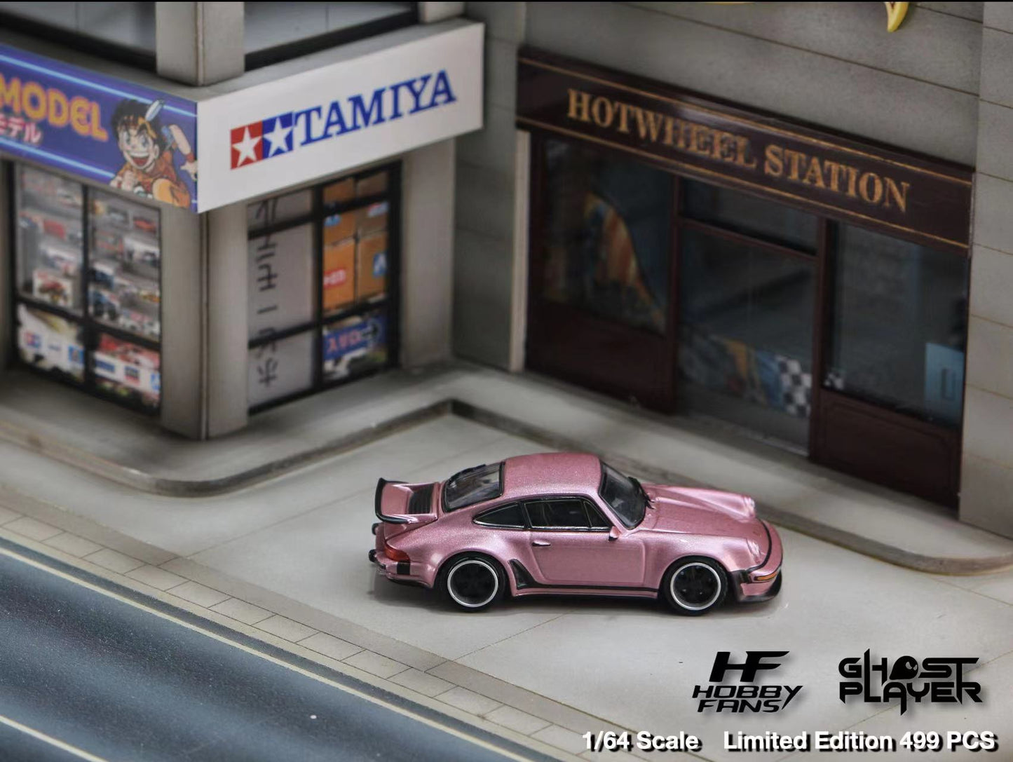 HobbyFans Porsche Singer 930 Turbo Study Ghost Player Custom Pink 1:64-4