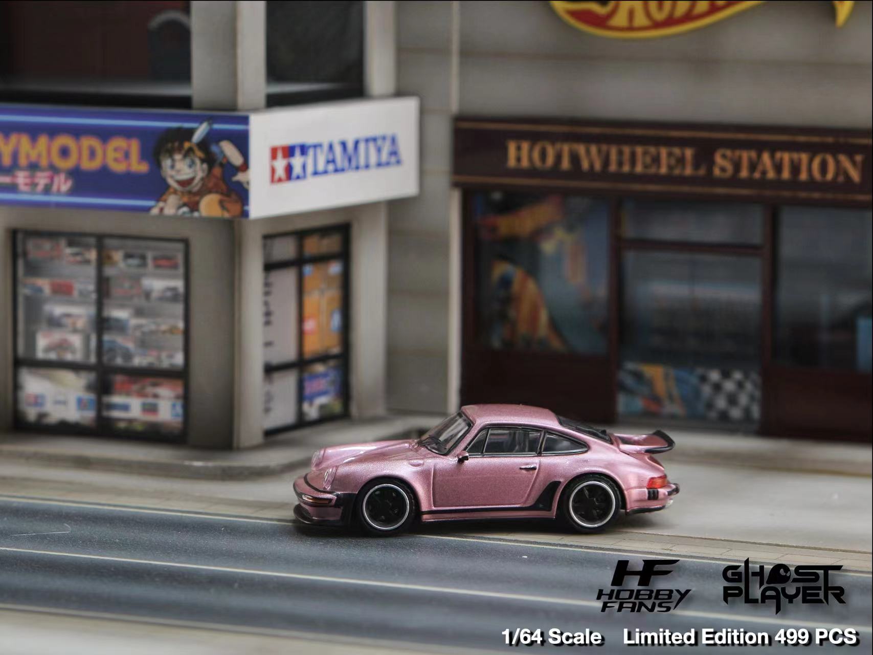 HobbyFans Porsche Singer 930 Turbo Study Ghost Player Custom Pink 1:64-3