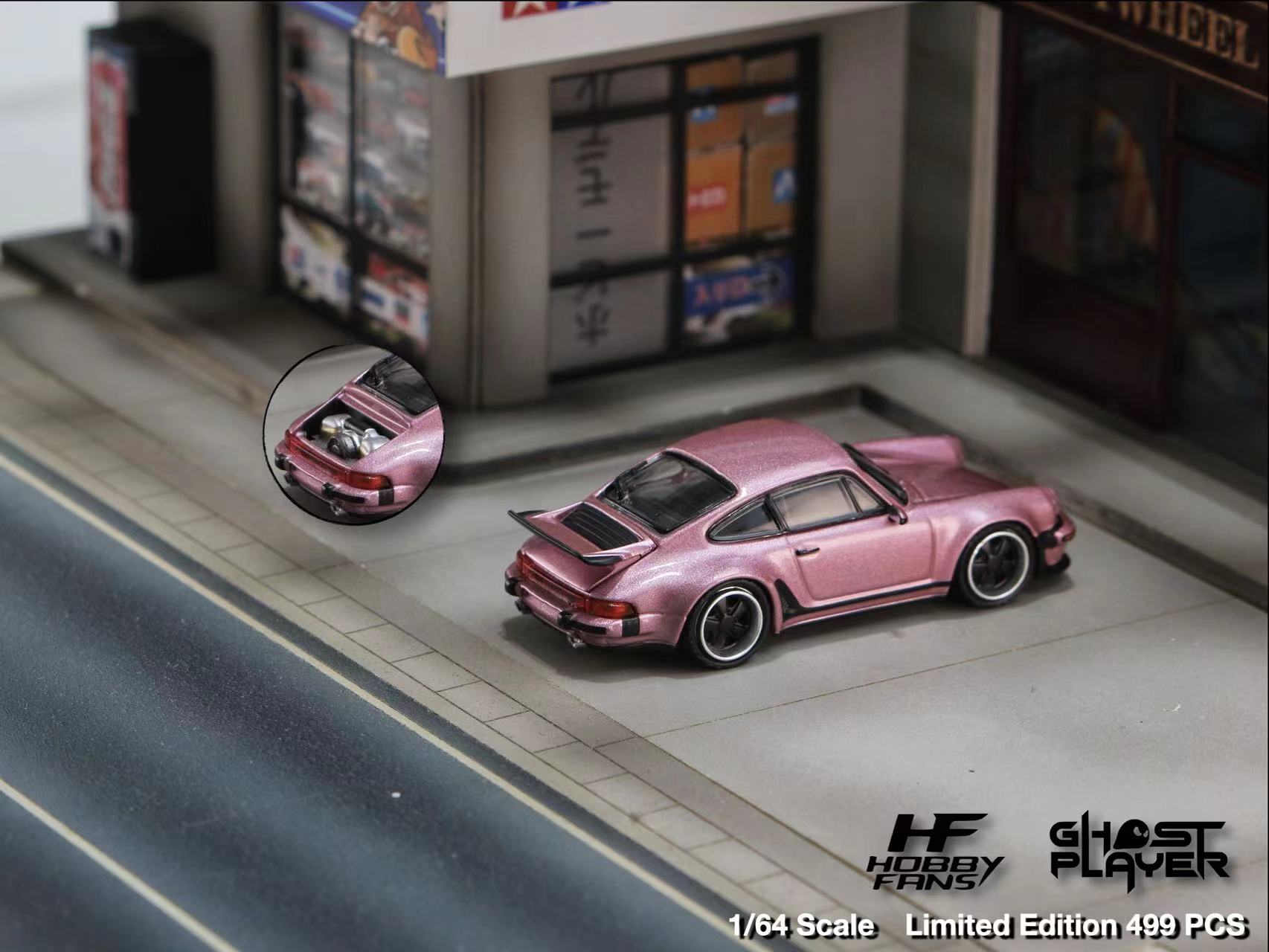 HobbyFans Porsche Singer 930 Turbo Study Ghost Player Custom Pink 1:64-2