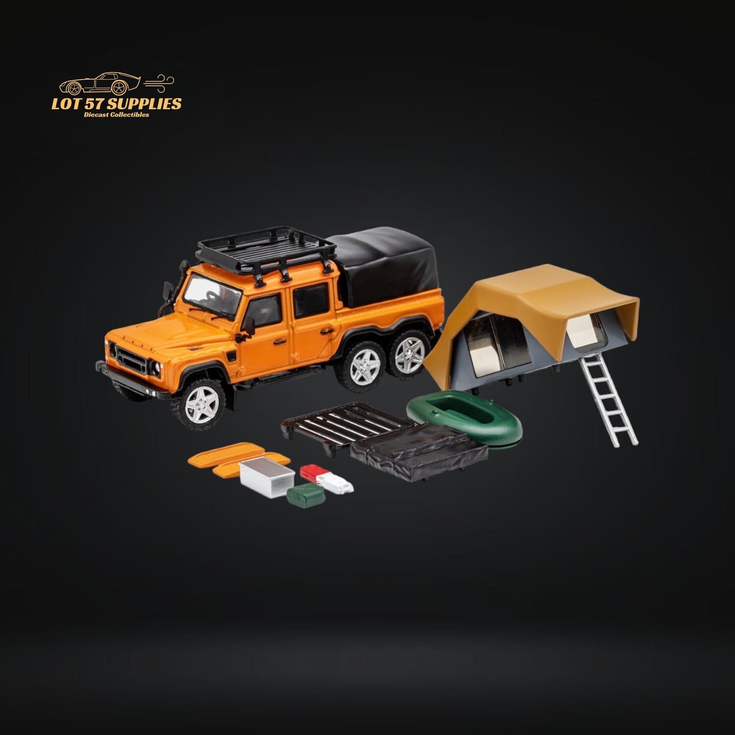 GCD Land Rover Defender 6x6 Orange Camping Modified 1:64 KS-053-287-0