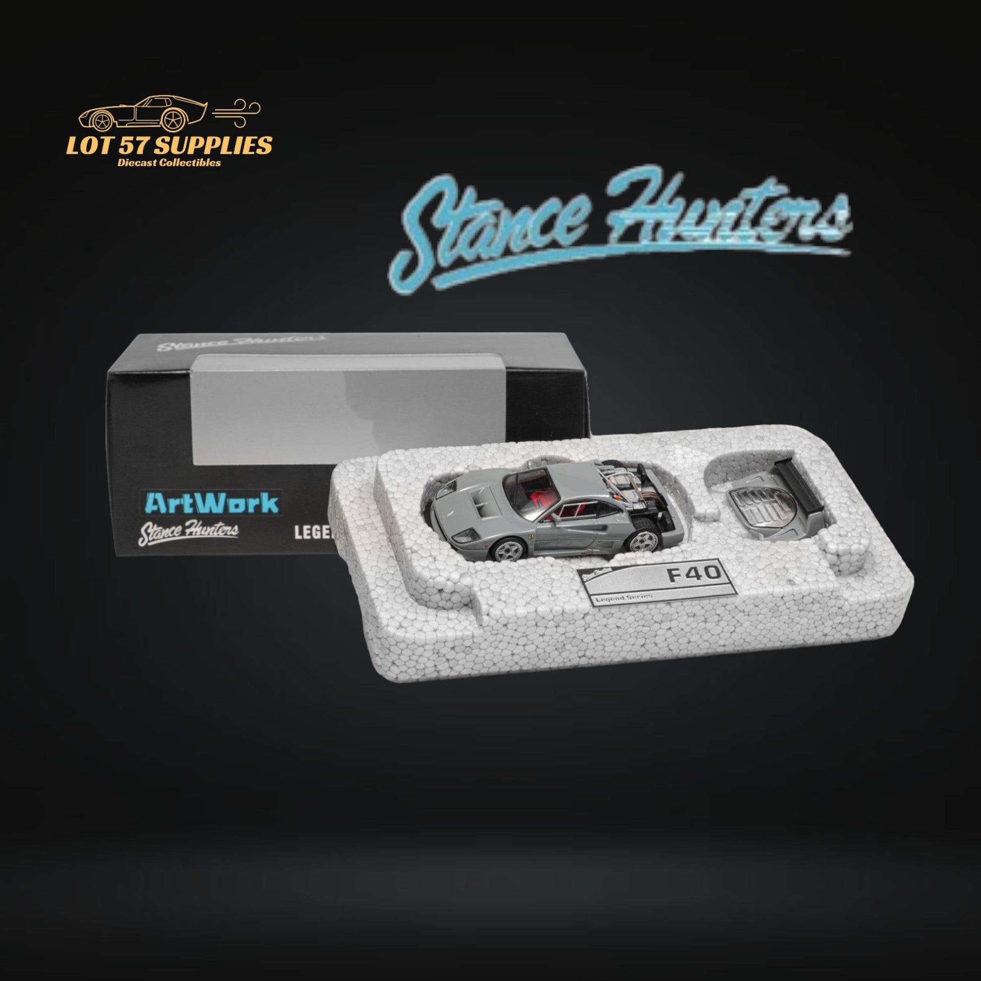 (Pre-Order) Stance Hunters Ferrari F40 LM Chalk Grey 1:64-2