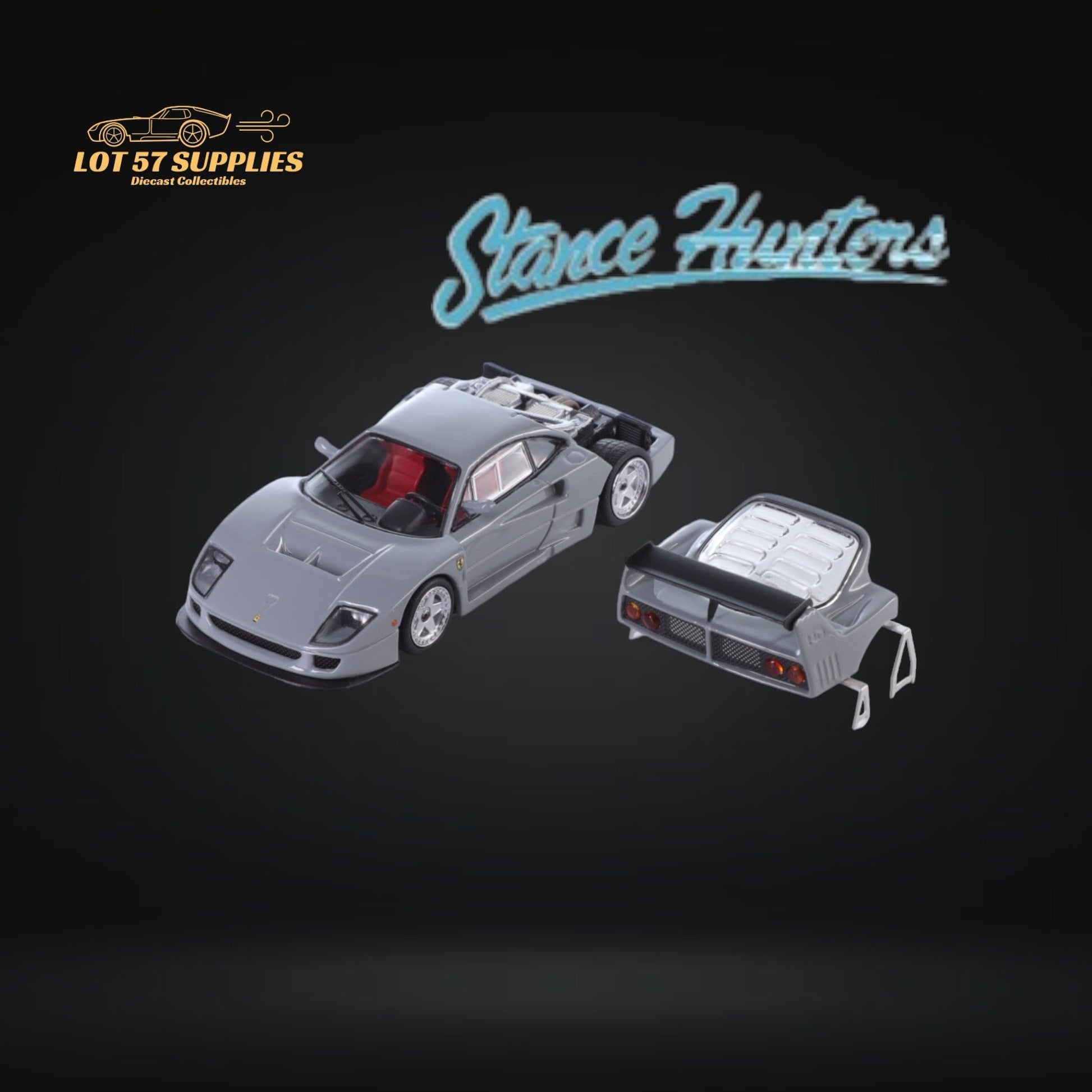 (Pre-Order) Stance Hunters Ferrari F40 LM Chalk Grey 1:64-3