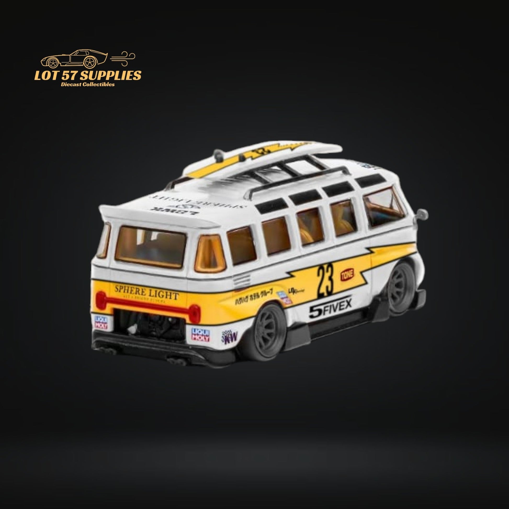 LF Model Volkswagen T1 Kombi WideBody with Surfboard in Flash #23 Livery 1:64-1