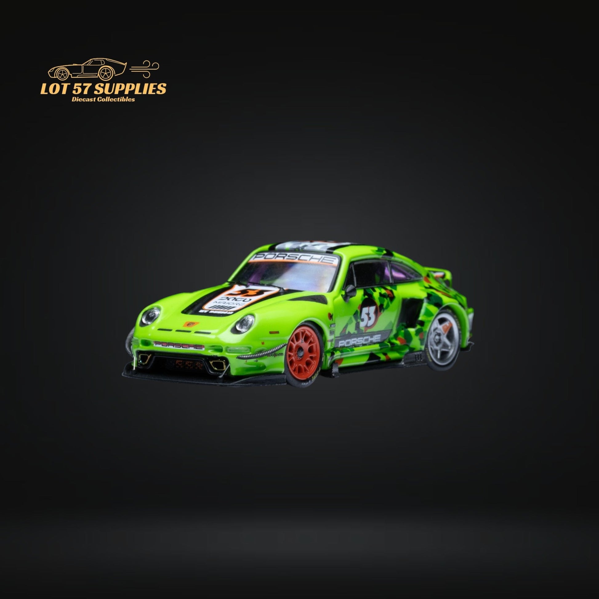 (Pre-Order) DCM Porsche 993 RWB Modified Ducktail Green #53 With Removable Rear Engine Cover 1:64-1