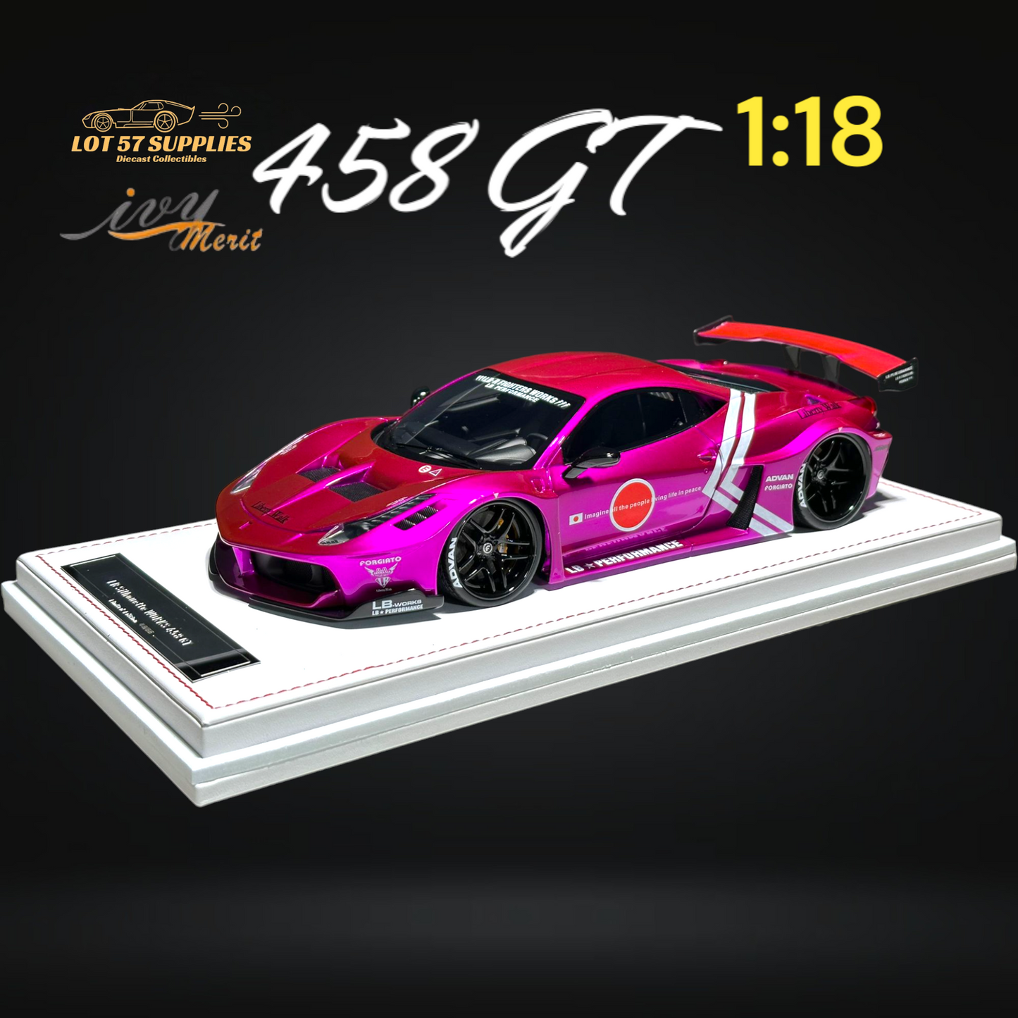 IVY MERIT 458 GT Fighter Purple LBWK LB Silhouette Resin 1:18 Scale-0