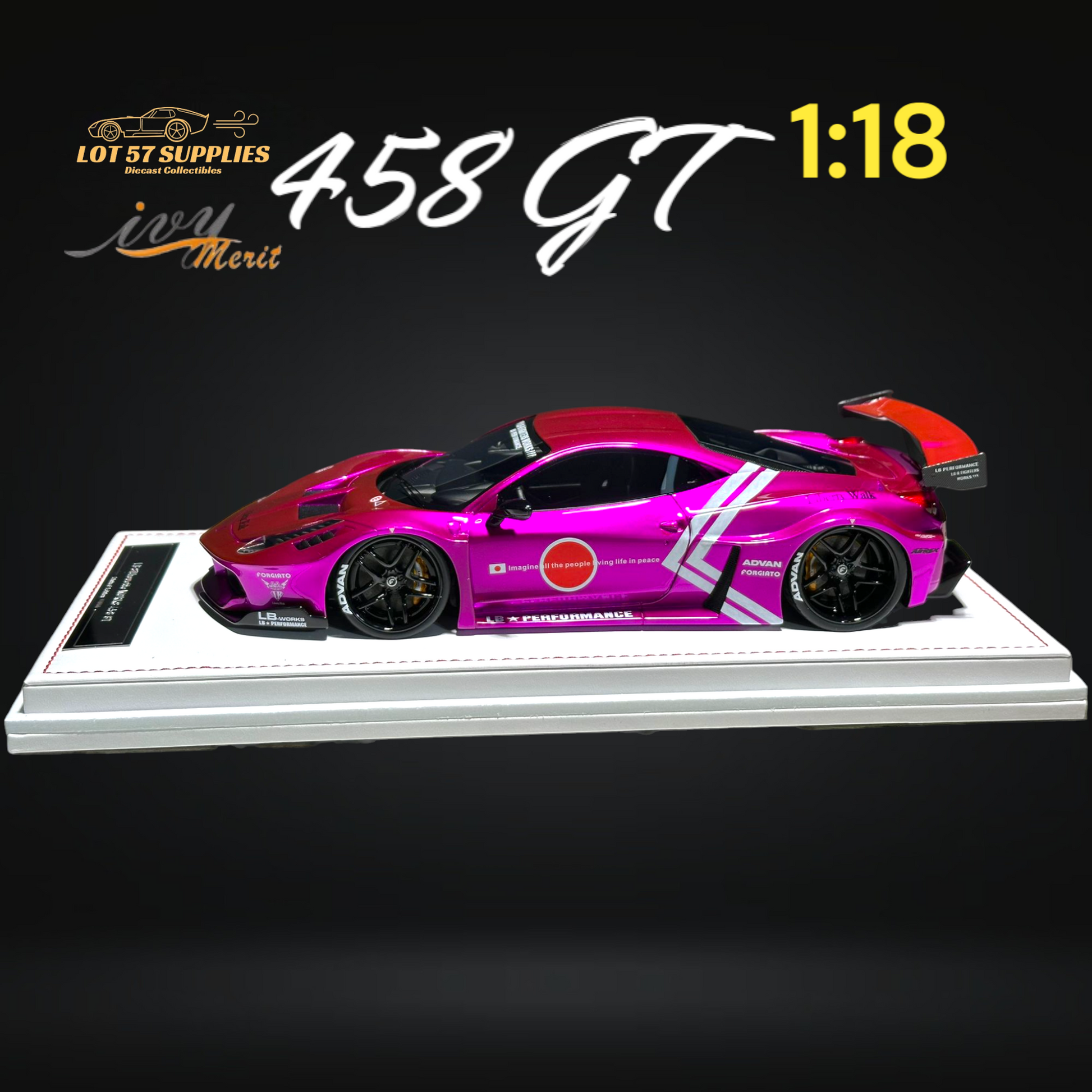 IVY MERIT 458 GT Fighter Purple LBWK LB Silhouette Resin 1:18 Scale-1