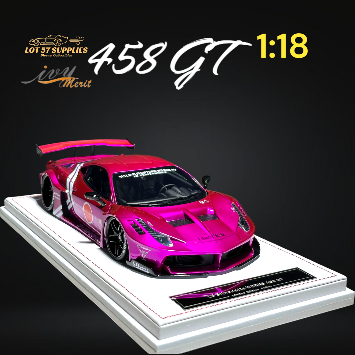 IVY MERIT 458 GT Fighter Purple LBWK LB Silhouette Resin 1:18 Scale-3