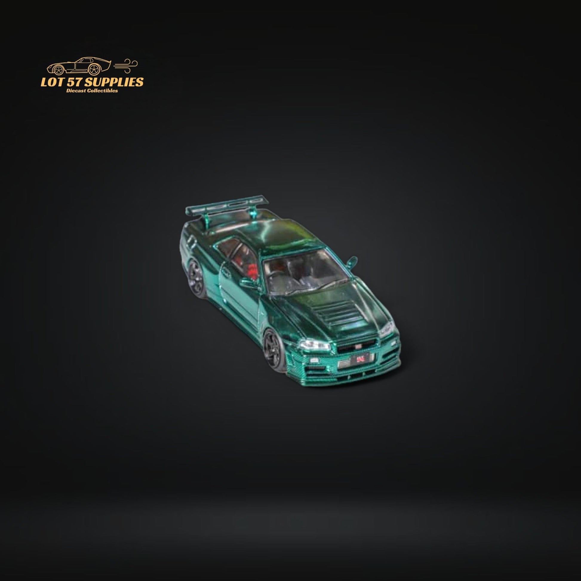 (Pre-Order) Fuji Skyline GT-R R34 Nismo Z-Tune Full Chrome Green Carbon 1:64-1