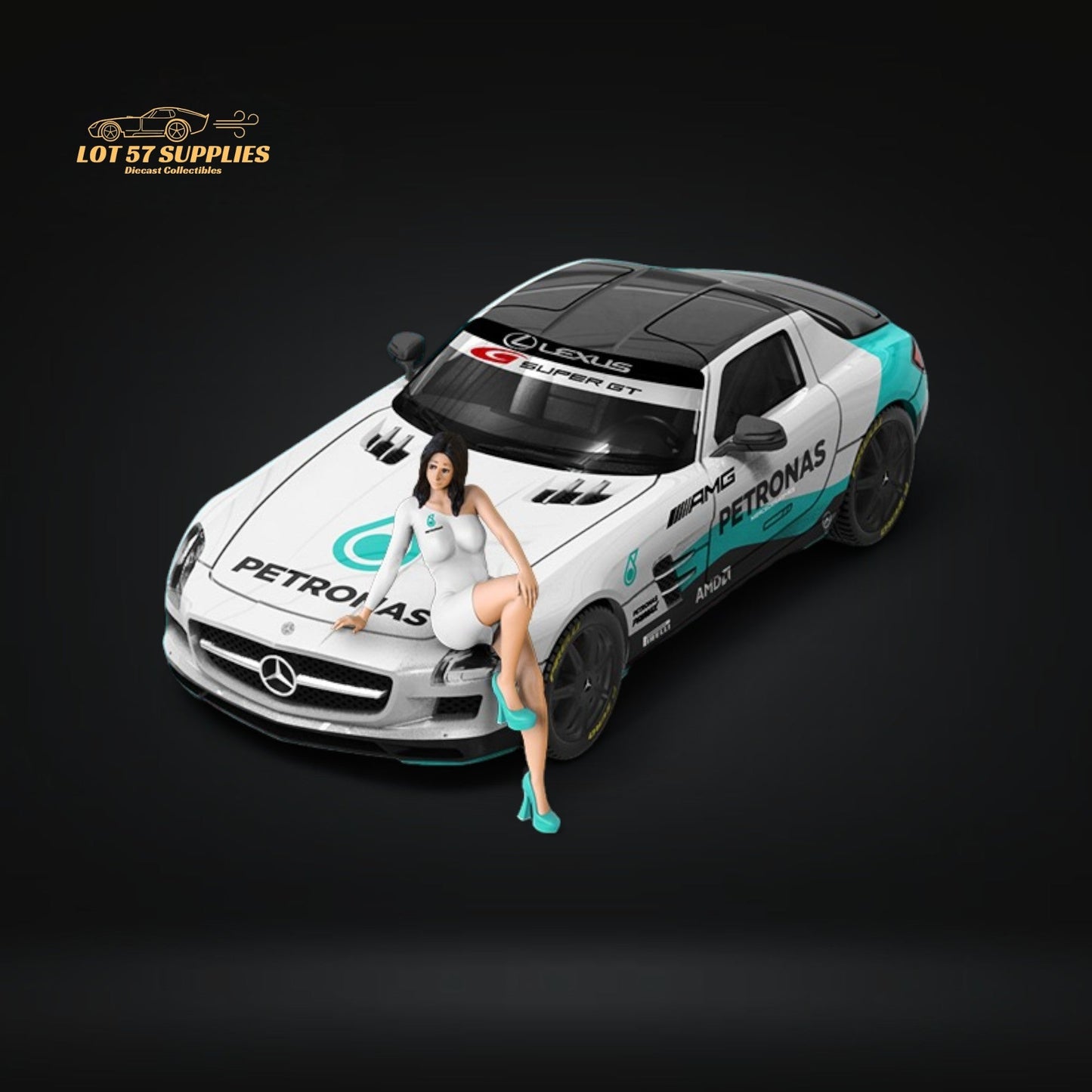 TimeMicro Mercedes Benz SLS Petronas Livery Figure Version 1:64 TM643319-1-0