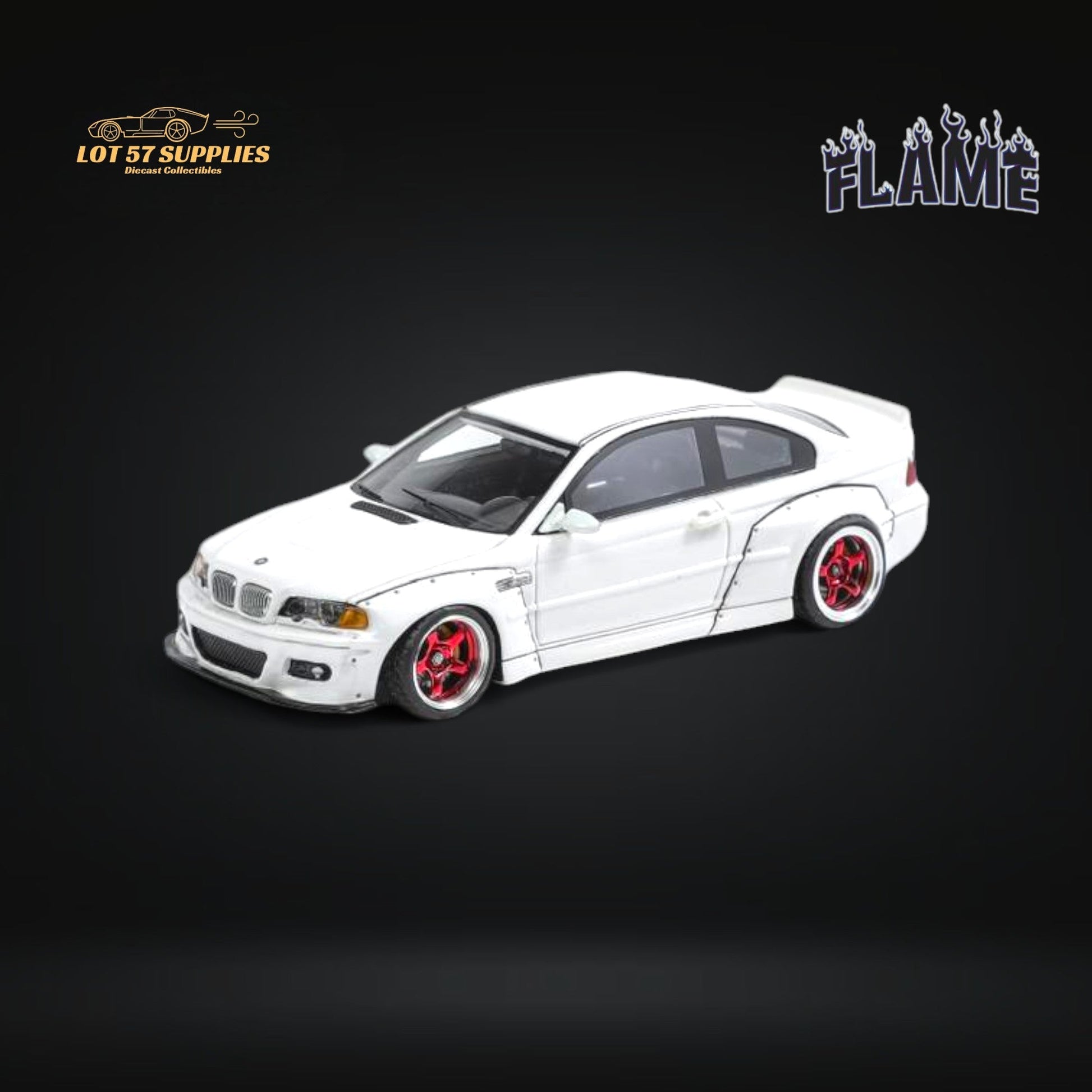 (Pre-Order) FLAME BMW M3 E46 Widebody Pandem in Pearlescent White Resin 1:64-0