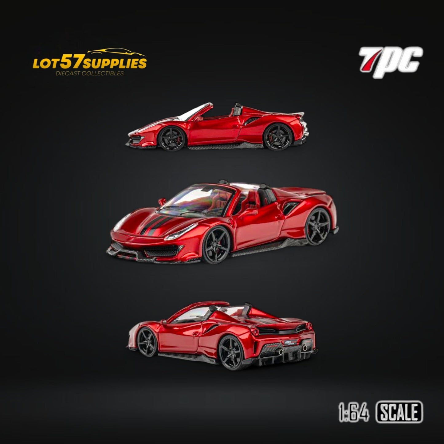 (Pre-Order) TPC Novitec 488 Roadster Wine Red Black Wheels 1:64-0