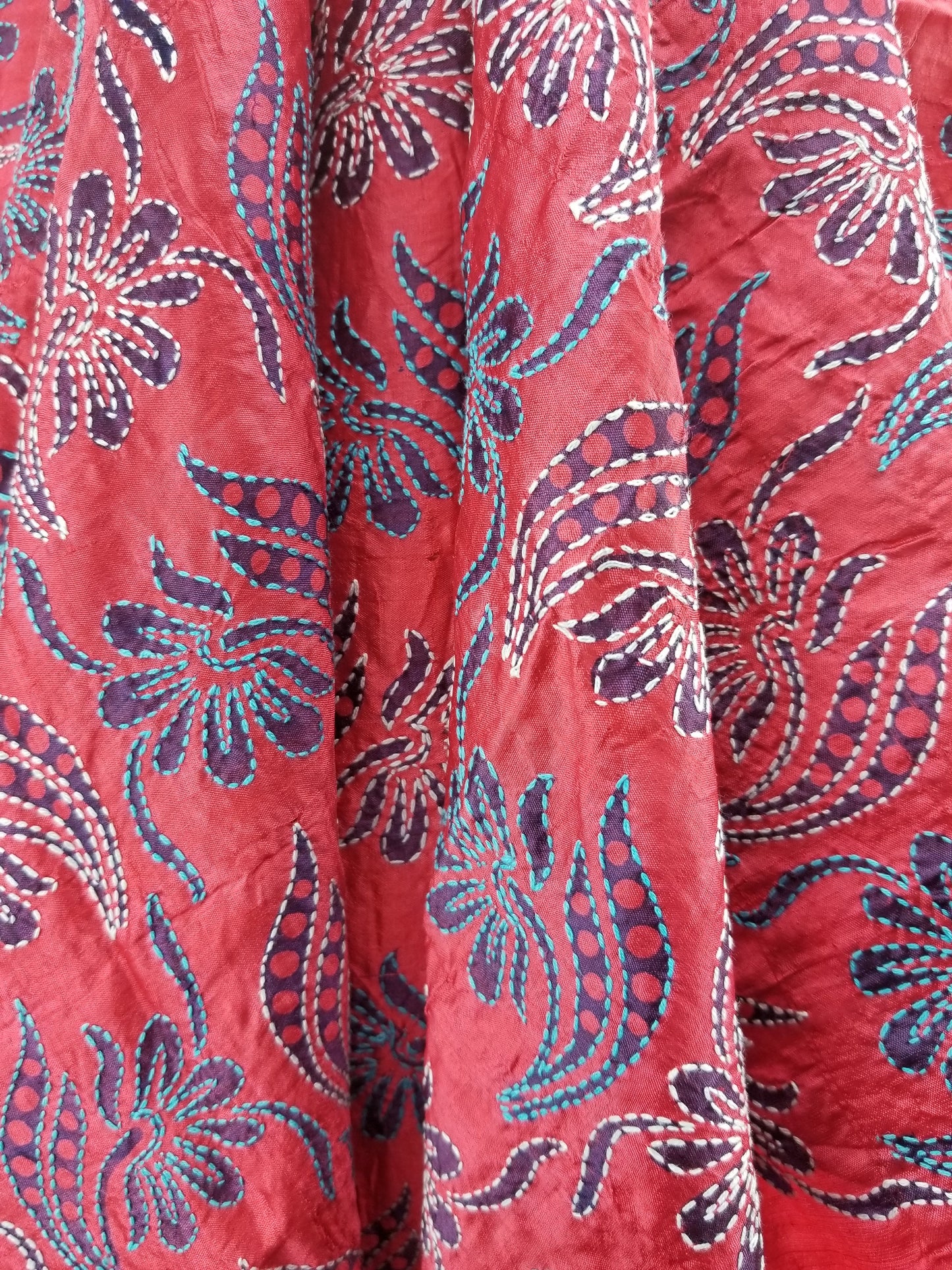 Hand embroidered Silk Fabric from Artisans in India-0