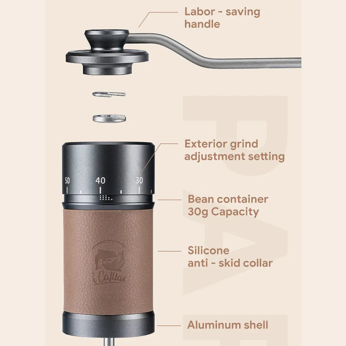 iCafilas Upgrade Manual Coffee Grinder Professional-4