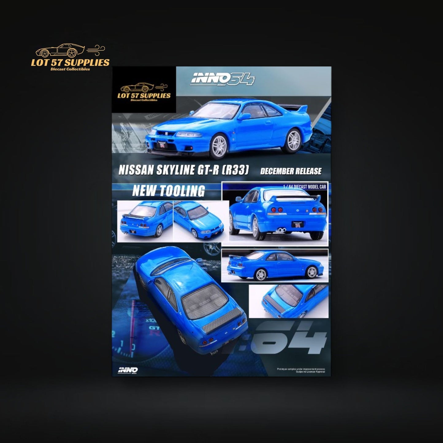 Inno64 Nissan Skyline GT-R (R33) in Blue 1:64-4