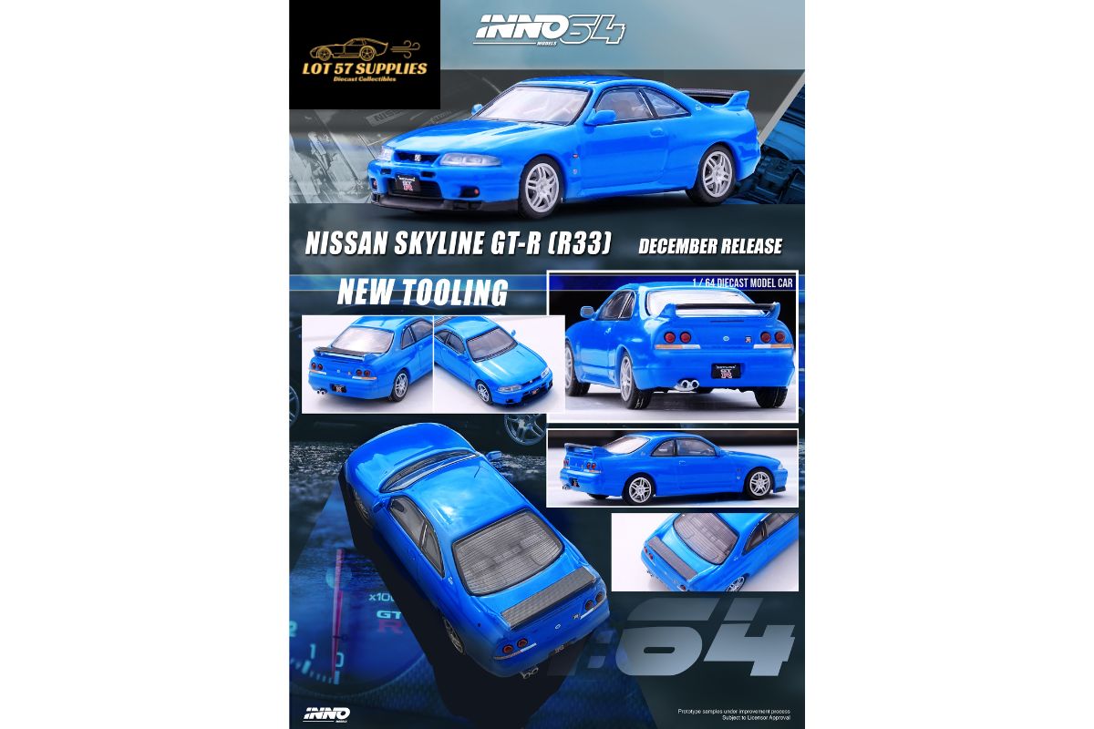 Inno64 Nissan Skyline GT-R (R33) in Blue 1:64-3