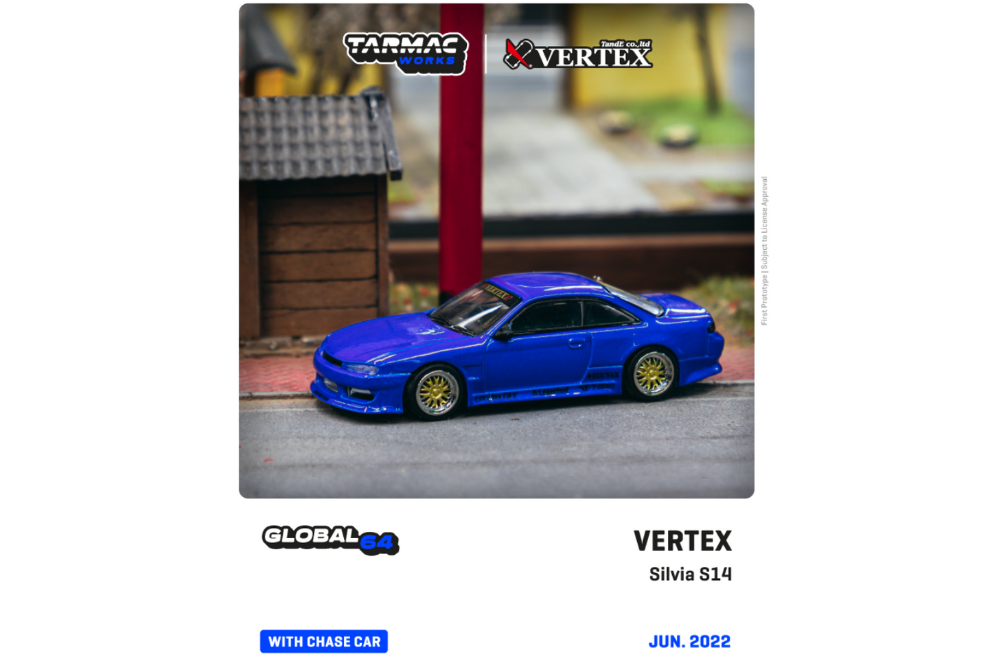 Tarmac Works Global64 VERTEX Silvia S14 Blue Metallic 1:64-2