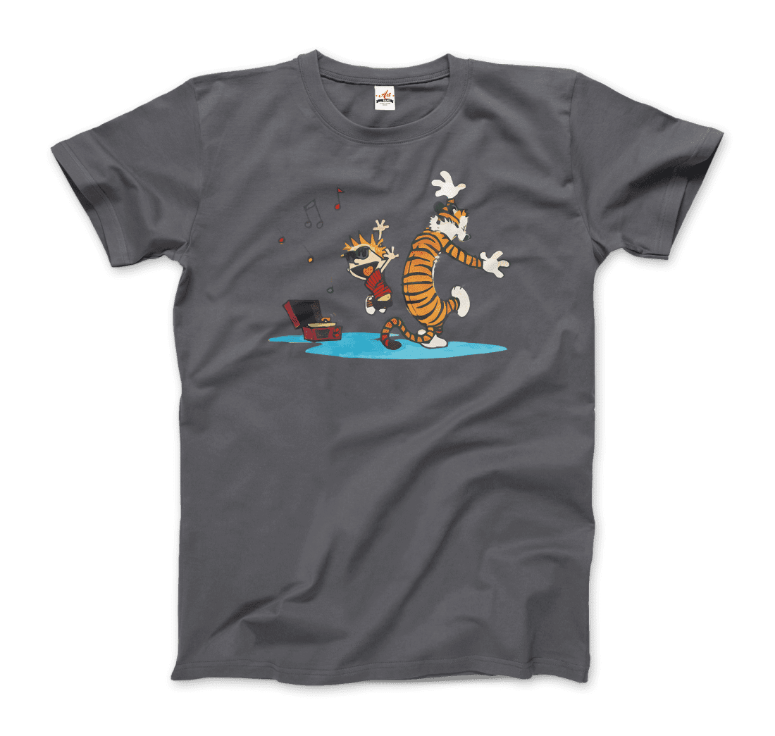 Calvin and Hobbes Dancing with Record Player T-Shirt-7