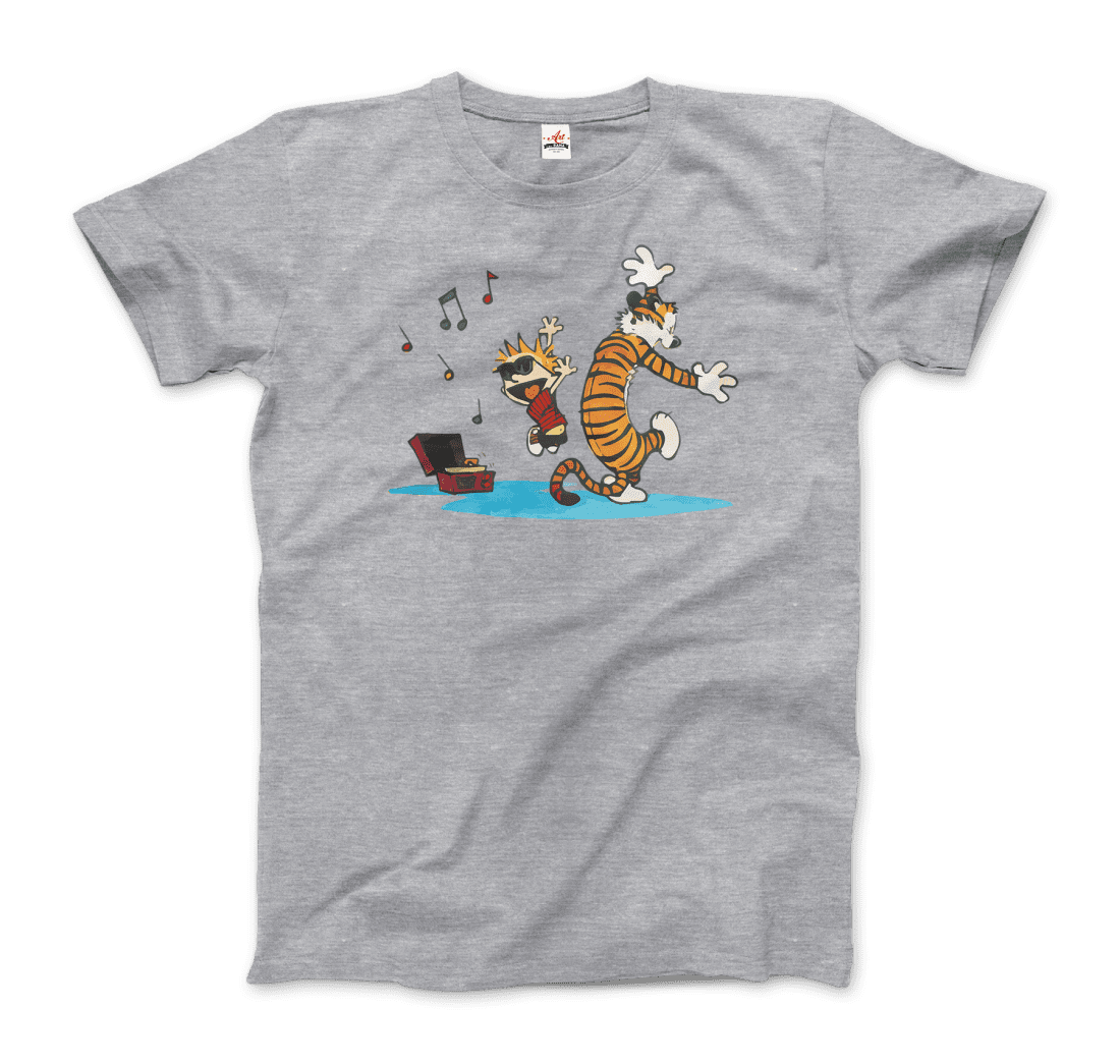 Calvin and Hobbes Dancing with Record Player T-Shirt-9