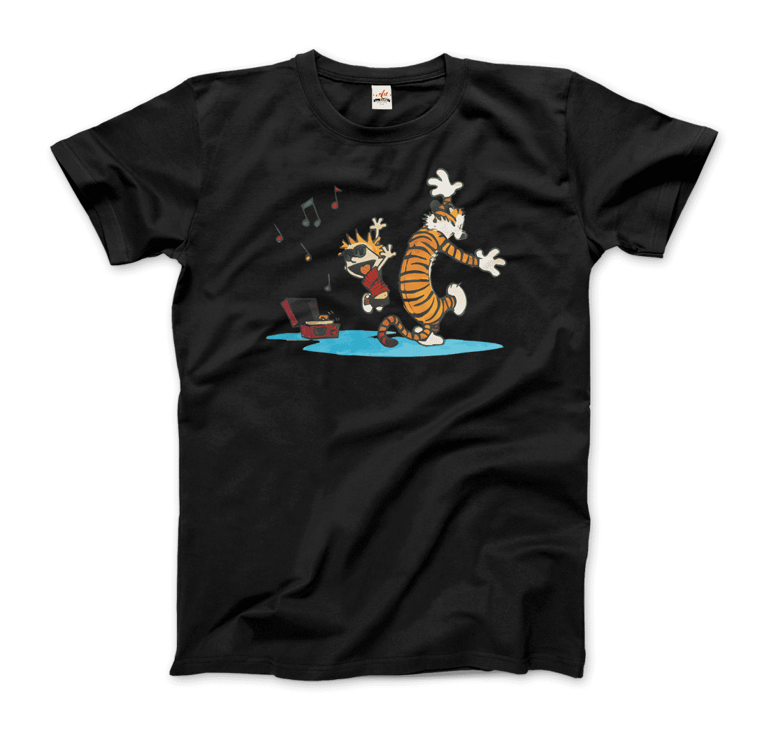 Calvin and Hobbes Dancing with Record Player T-Shirt-8