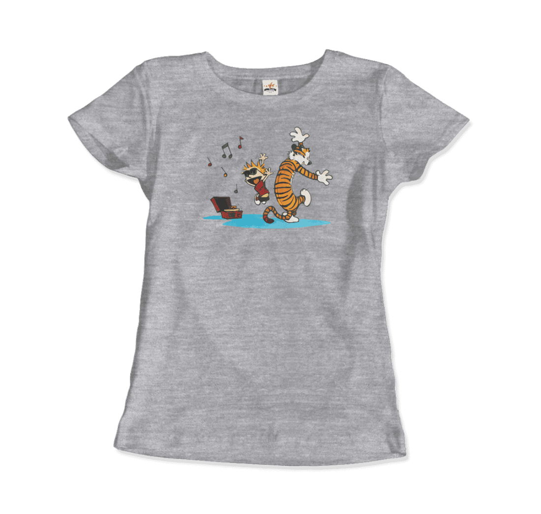 Calvin and Hobbes Dancing with Record Player T-Shirt-14