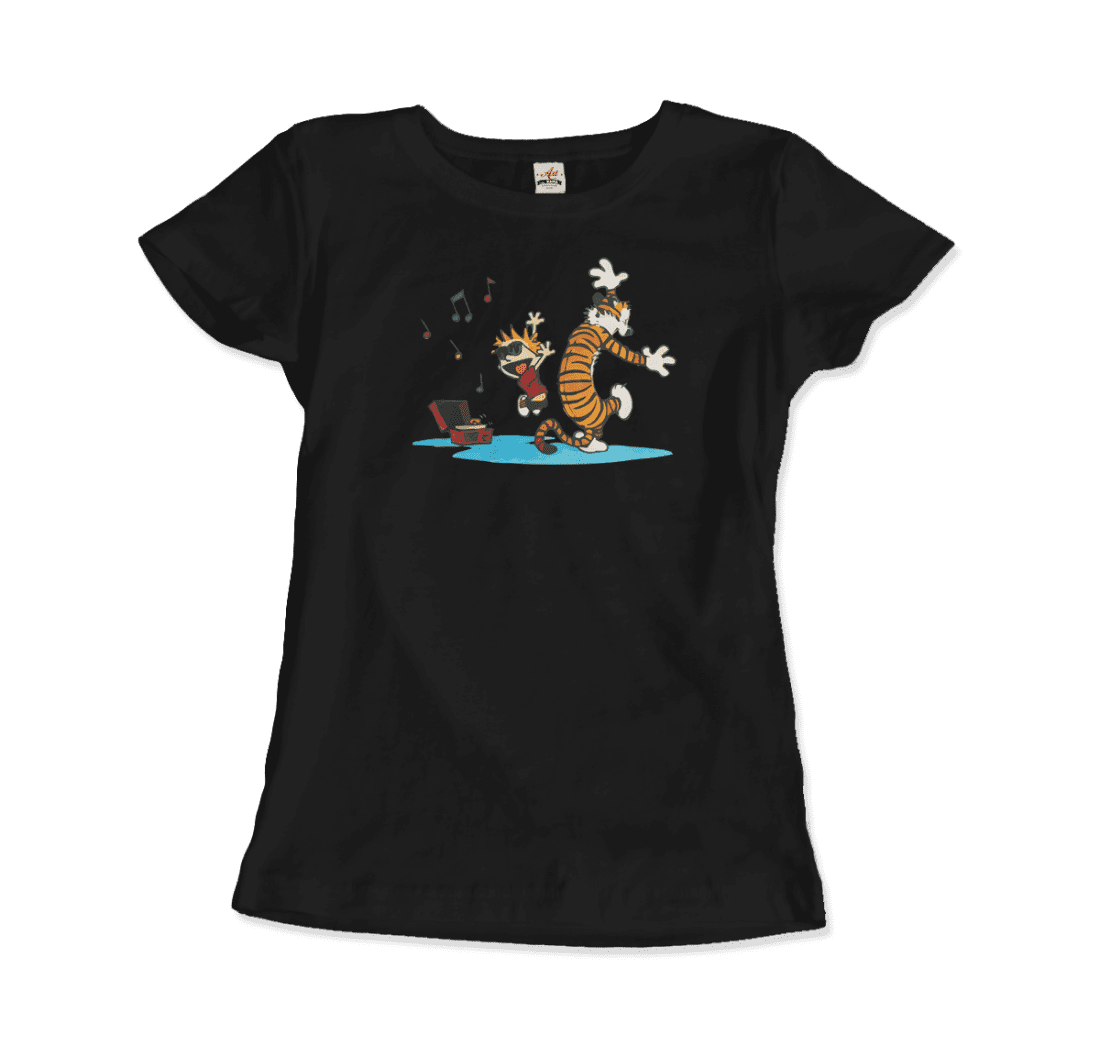 Calvin and Hobbes Dancing with Record Player T-Shirt-13