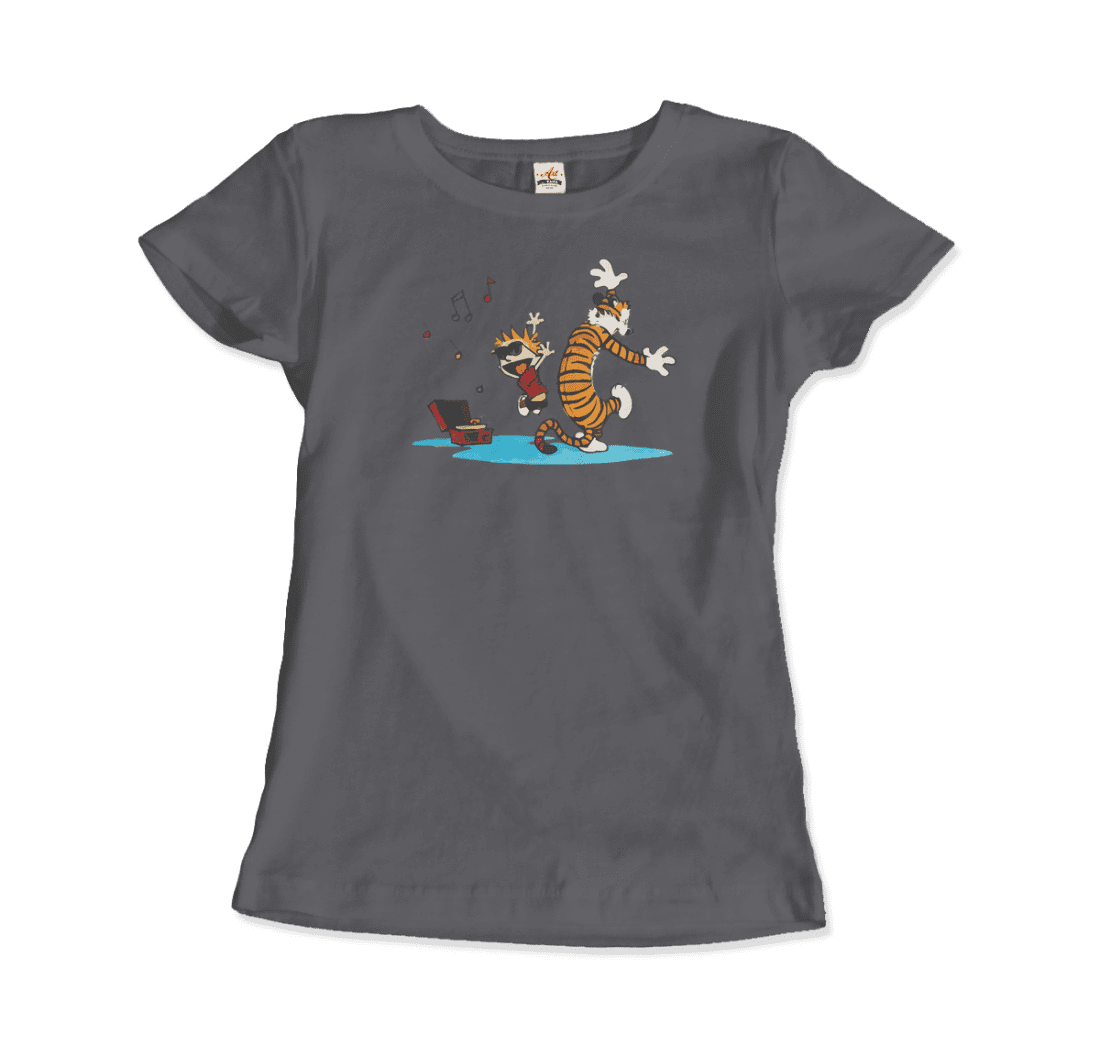 Calvin and Hobbes Dancing with Record Player T-Shirt-12