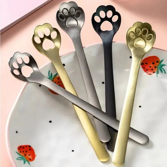 Creative Cute Cat Dog Claw 304 Stainless Steel Spoon-0