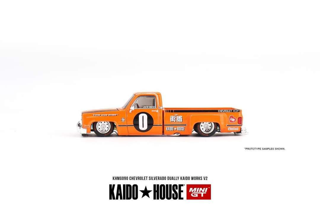 Mini GT x Kaido House Chevrolet Silverado DUALLY KAIDO V2 Orange 1:64 KHMG090-4