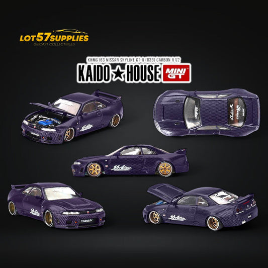 (Pre-Order) Mini GT x Kaido House Nissan Skyline GT-R (R33) Purple Active Carbon R V2 1:64 KHMG163-0