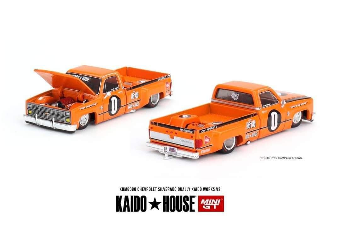 Mini GT x Kaido House Chevrolet Silverado DUALLY KAIDO V2 Orange 1:64 KHMG090-3