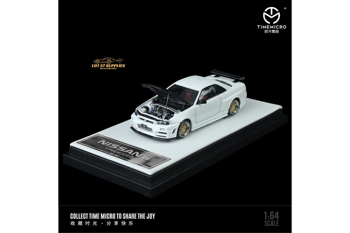 TimeMicro Nissan Skyline GTR-R34 Z-Tune White 1:64-1